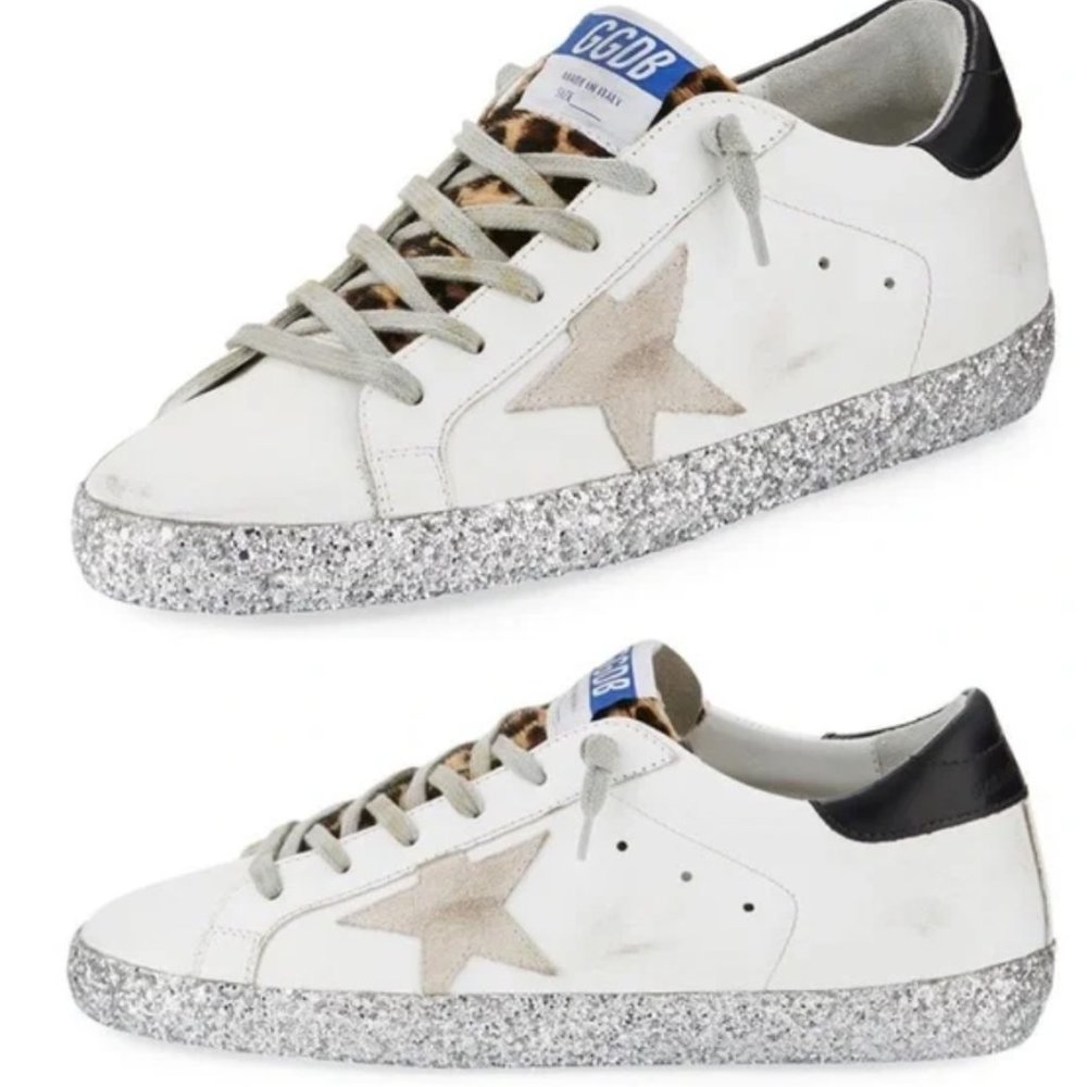 Golden Goose Superstar Sneaker Silver Sparkle Leopard 37